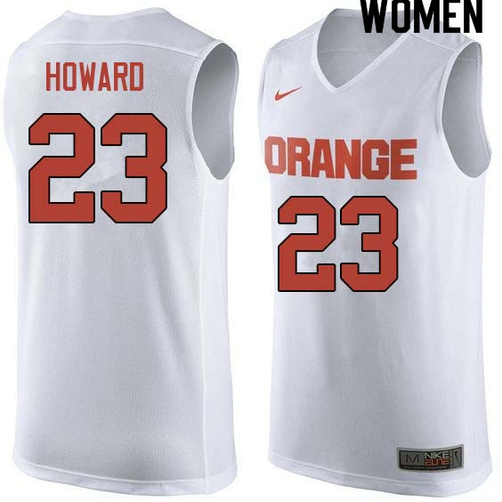 Women #23 Frank Howard Syracuse White College Basketball Jerseys Sale-White